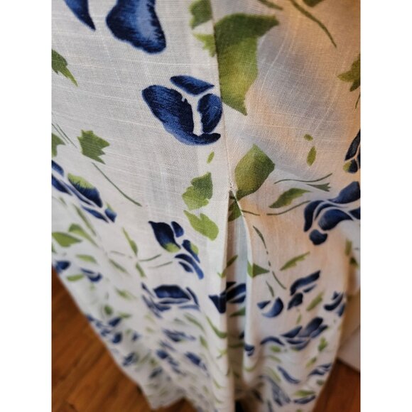 Vintage 90s Custom Made Corset White/Blue Watercolor Print Midi S Cottage Fairy - Picture 6 of 9